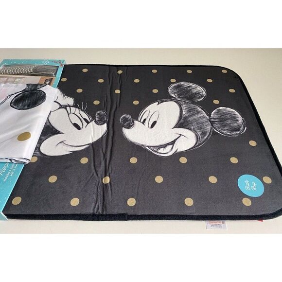 DISNEY MICKEY MINNIE MOUSE CHRISTMAS Holiday Shower Curtain Bath Mat Set 14 Pc - Picture 5 of 9